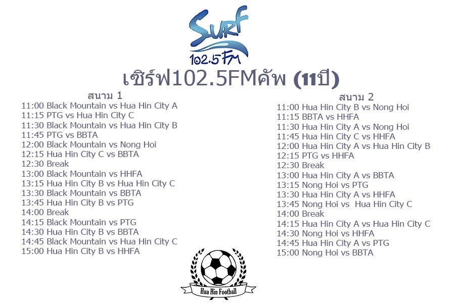 Football Tournament U11 Surf FM @ Midfield Soccer Hua Hin 21MAY23 - program